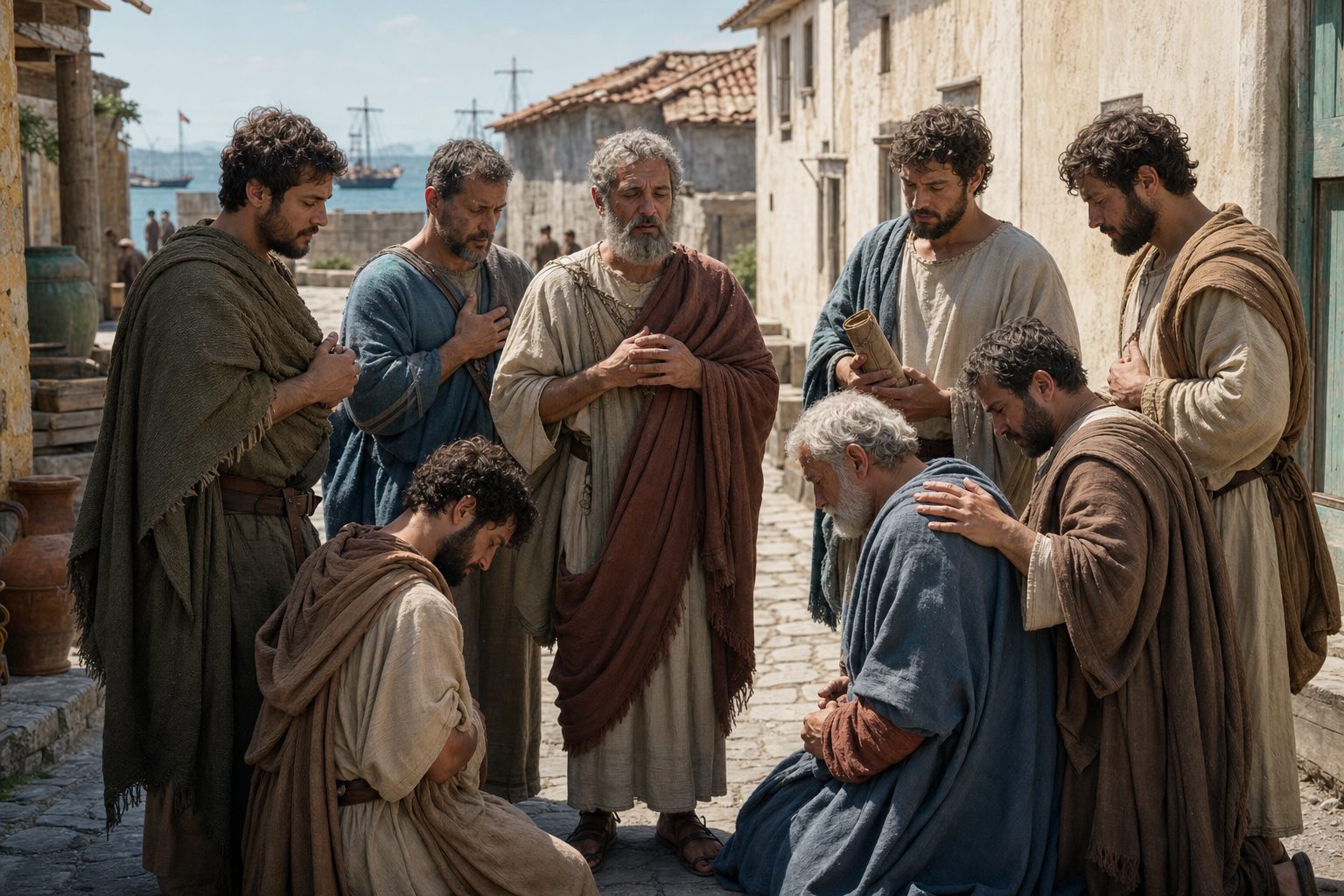 Gambar foto realistis, Kesengsaraan martir suci Peregrino, Lucianus, Pompey, Isikhius, Papius, Satorninus dan Hermanus, kalender ortodoks, 2026-07-20, martyrdom